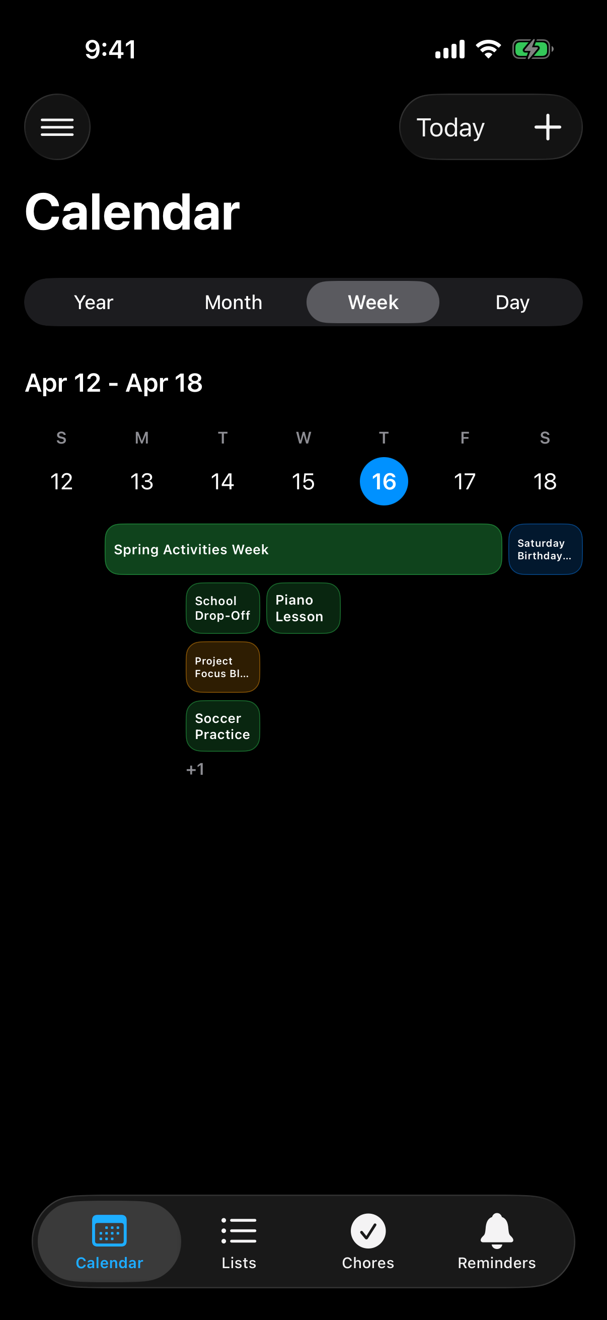 Berg App calendar week view