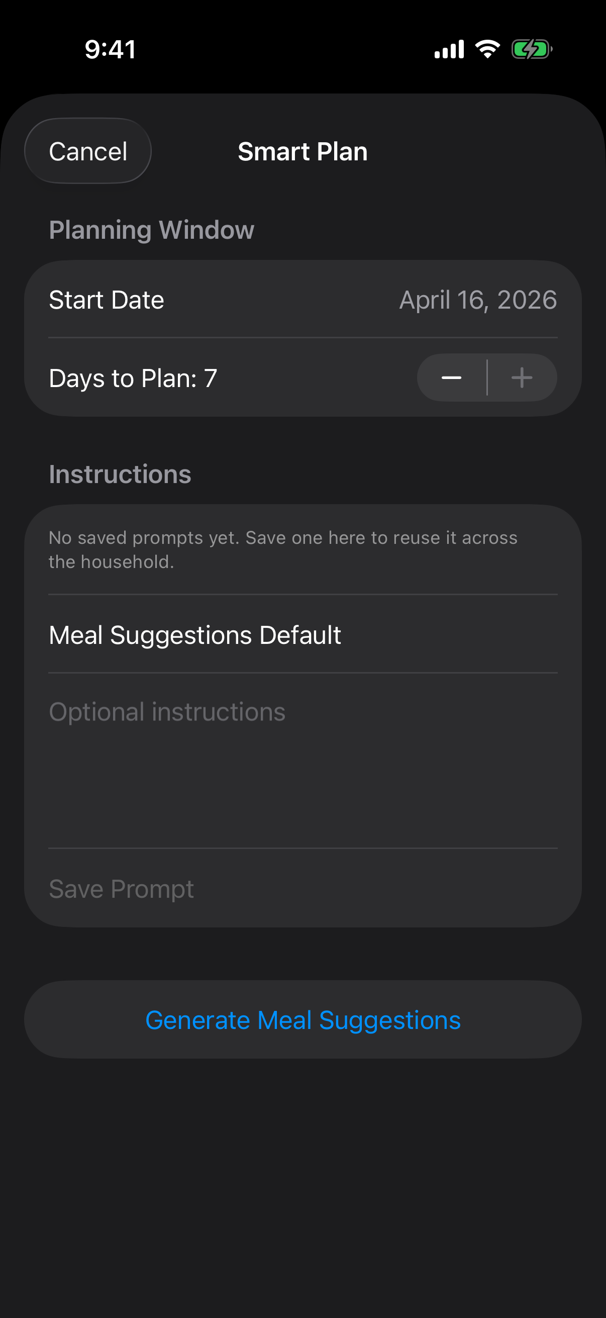 Berg App Smart Plan screen
